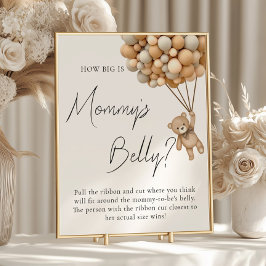 Bearly Wait Baby shower Hoe groot Mommys Belly Sig Poster