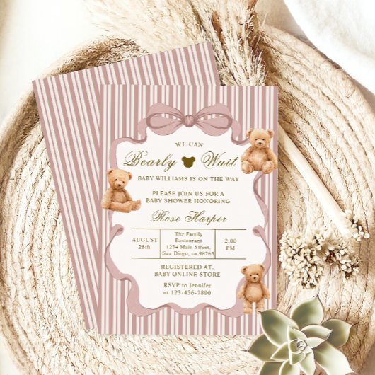 Bearly Wait Baby Shower Knuffelbeer Klassiek Cute Kaart