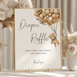 Bearly Wait Baby shower Luier Raffle Sign Poster