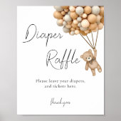 Bearly Wait Baby shower Luier Raffle Sign Poster (Voorkant)