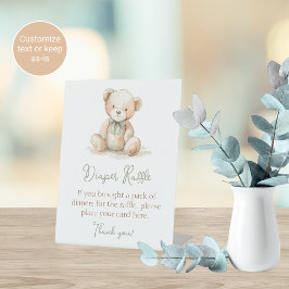 Bearly Wait Baby Shower Luiers Raffle Tafelbord Reclamebord Met Voetstuk
