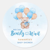 Bearly Wait Baby Shower Ronde Sticker (Voorkant)