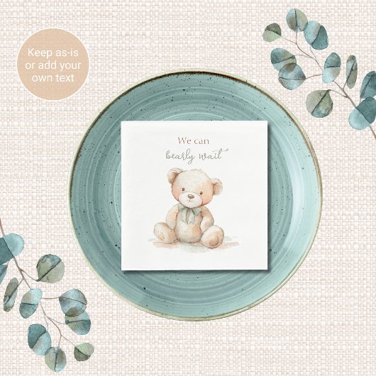 Bearly Wait Baby Shower Servetten Teddybeer