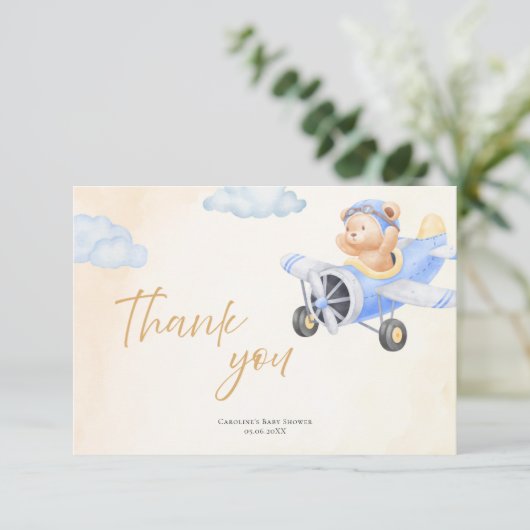 Bearly Wait Baby Shower Thank You Card  Bedankkaart (Staand voorkant)