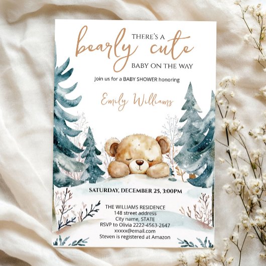 Bearly Wait Baby Shower Uitnodiging | Woodland Bee