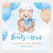 Bearly Wait baby shower Vierkante Sticker (Voorkant)