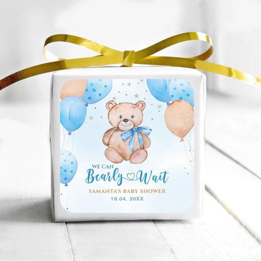 Bearly Wait baby shower Vierkante Sticker