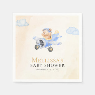Bearly Wait Baby Shower, Vliegende Beer Waterverf  Servet