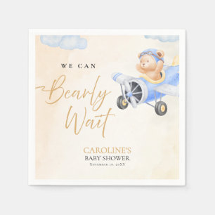 Bearly Wait Baby Shower, Vliegende Beer Waterverf Servet