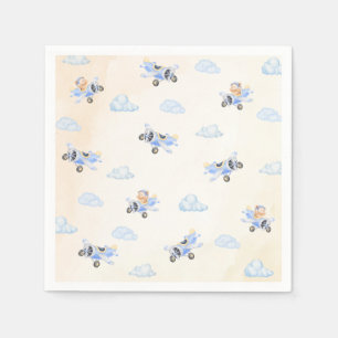 Bearly Wait Baby Shower Vliegende Beer & Wolk  Servet