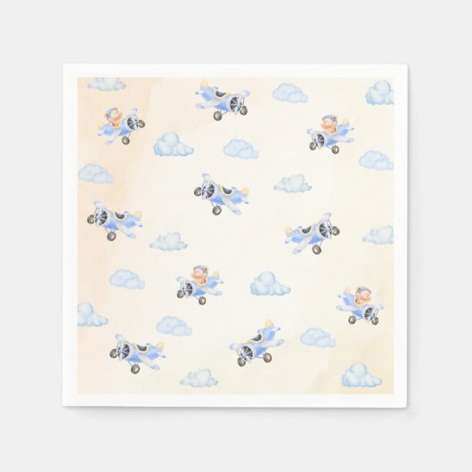 Bearly Wait Baby Shower Vliegende Beer & Wolk Servet (Voorkant)