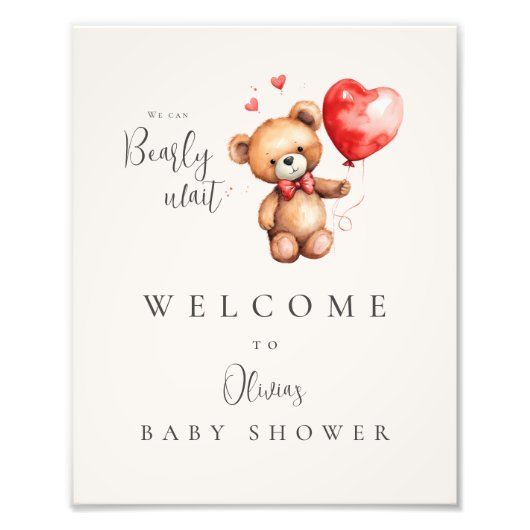 Bearly Wait Baby Shower Welkom Foto Afdruk (Voorkant)