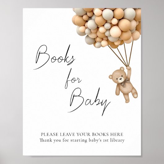 Bearly Wait Balloon Baby shower Boeken voor Baby Poster (Voorkant)