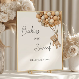 Bearly Wait Balloon Baby shower Sweet Are Treat Poster