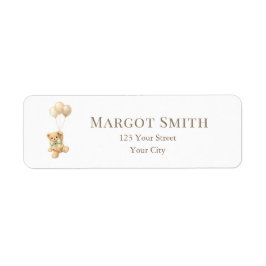 Bearly Wait Balloons Baby Shower Retouradres Etiket