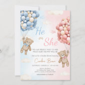 Bearly Wait Bear Balloon Gender Reveal  Kaart (Voorkant)