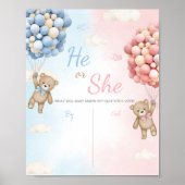 Bearly Wait Bear Balloon Gender Reveal Sign Poster (Voorkant)