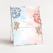 Bearly Wait Bear Balloon Gender Reveal Sign Poster