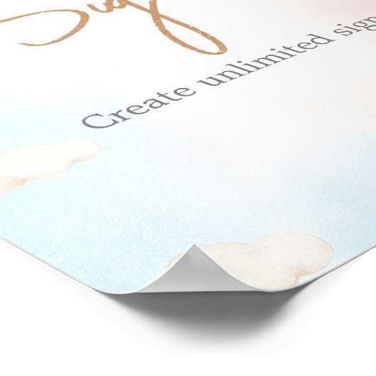 Bearly Wait Bear Balloon Gender Reveal Sign Poster (Hoek)