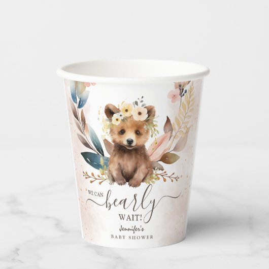 Bearly Wait Beer Baby shower Paper Cup Papieren Bekers (Voorkant)