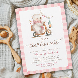 Bearly Wait Beer Scooter Girl Baby shower Kaart
