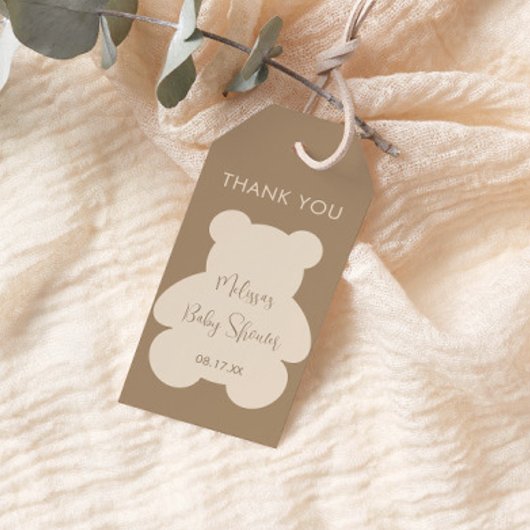 Bearly Wait Beige Baby Shower Bedankt Cadeaulabel
