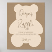 Bearly Wait Beige Baby Shower Diaper Raffle Poster (Voorkant)