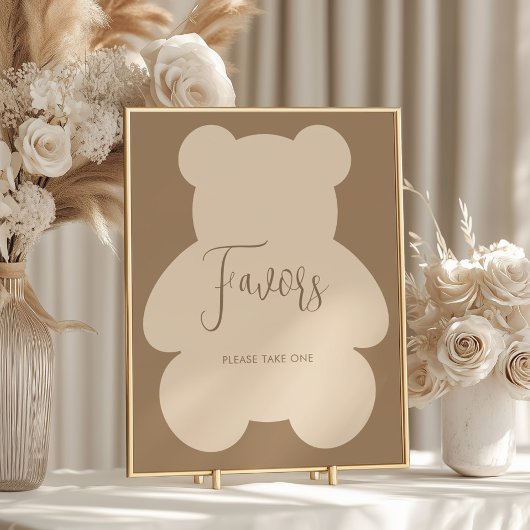Bearly Wait Beige Baby Shower Favors Poster