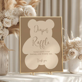 Bearly Wait Beige Baby Shower Luier Raffle Poster