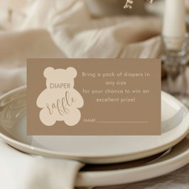 Bearly Wait Beige Baby Shower Luier Raffle Ticket Informatiekaartje