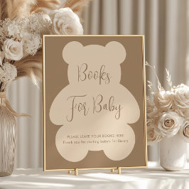 Bearly Wait Beige Boekjes voor de baby shower Poster