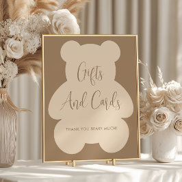 Bearly Wait Beige Cadeaus en Kaarten Bord voor Bab Poster