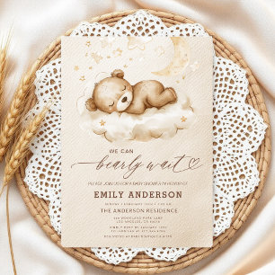 Bearly Wait Beige Genderneutraal Baby shower Kaart