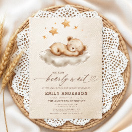 Bearly Wait Beige Genderneutraal Baby shower Kaart