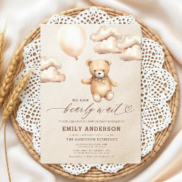 Bearly Wait Beige Genderneutraal Baby shower Kaart