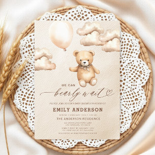 Bearly Wait Beige Genderneutraal Baby shower Kaart
