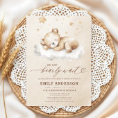 Bearly Wait Beige Genderneutraal Baby shower Kaart