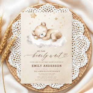 Bearly Wait Beige Genderneutraal Baby shower Kaart