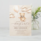 Bearly Wait Beige Genderneutraal Baby shower Kaart (Staand voorkant)