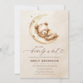 Bearly Wait Beige Genderneutraal Baby shower Kaart (Voorkant)