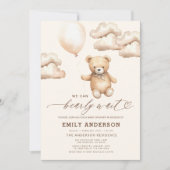 Bearly Wait Beige Genderneutraal Baby shower Kaart (Voorkant)