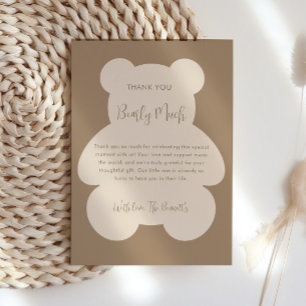 Bearly Wait Beige Knuffelbeer Baby Borrel Bedankkaart