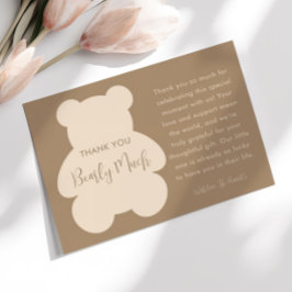 Bearly Wait Beige Knuffelbeer Baby Shower Bedankkaart