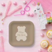 Bearly Wait Beige Teddy Bear Baby Shower Papieren Bordje (Feest)