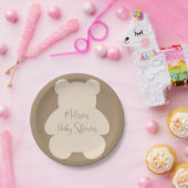 Bearly Wait Beige Teddy Bear Baby Shower Papieren Bordje (Feest)