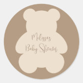 Bearly Wait Beige Teddy Bear Baby Shower Ronde Sticker (Voorkant)