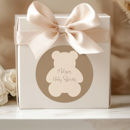 Bearly Wait Beige Teddy Bear Baby Shower Ronde Sticker