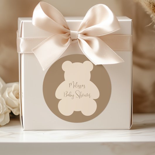 Bearly Wait Beige Teddy Bear Baby Shower Ronde Sticker