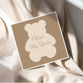 Bearly Wait Beige Teddy Bear Baby Shower Servet