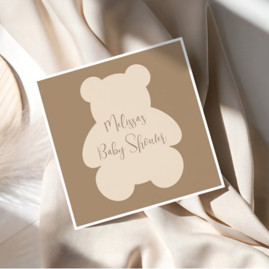 Bearly Wait Beige Teddy Bear Baby Shower Servet